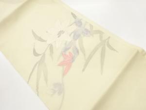 紗 花葉模様刺繍名古屋帯